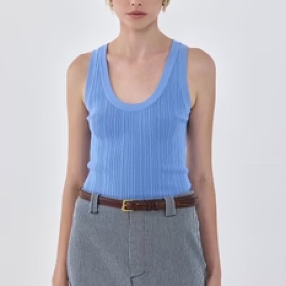Dé Rococo: Deep Scoop Ribbed Tank Top NWT - Picture 2 of 7